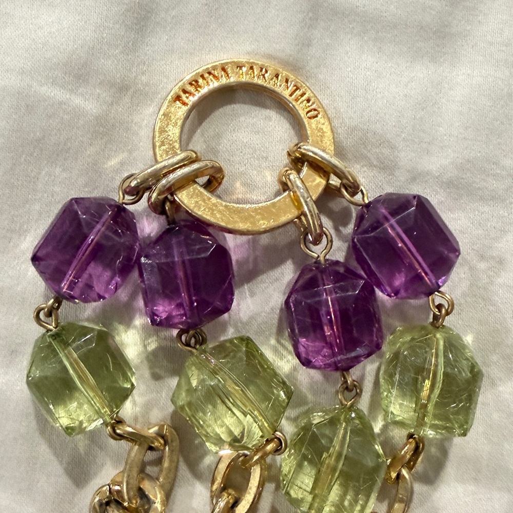 Tarina Tarintino Gold Green and Purple Heart Pendant Necklace and Bracelet Set - Picture 4 of 6